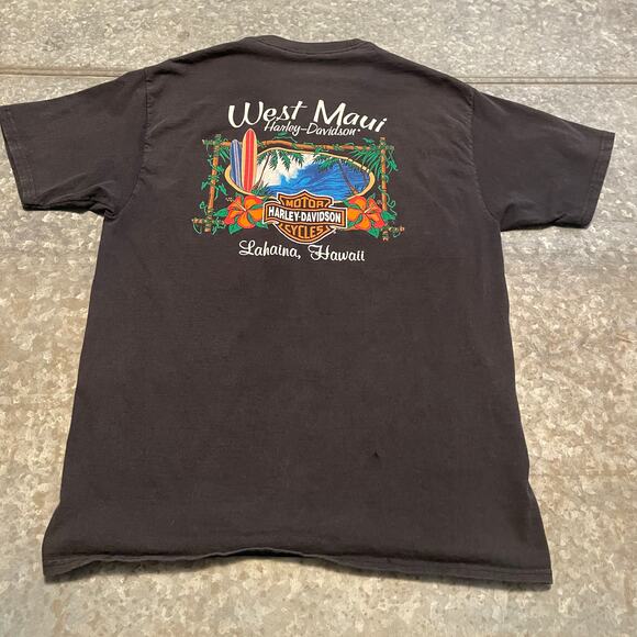 Vintage West Maui Harley Davidson Tee Shirt Mens Large Surfboard Wave Hawaii Y2K - Picture 5 of 10